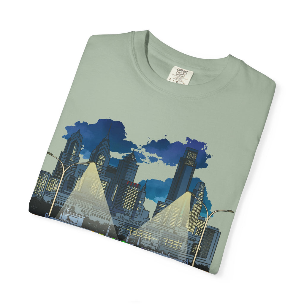 PHILLY City Night Graffiti Tee / "215" Urban Skyline Streetwear