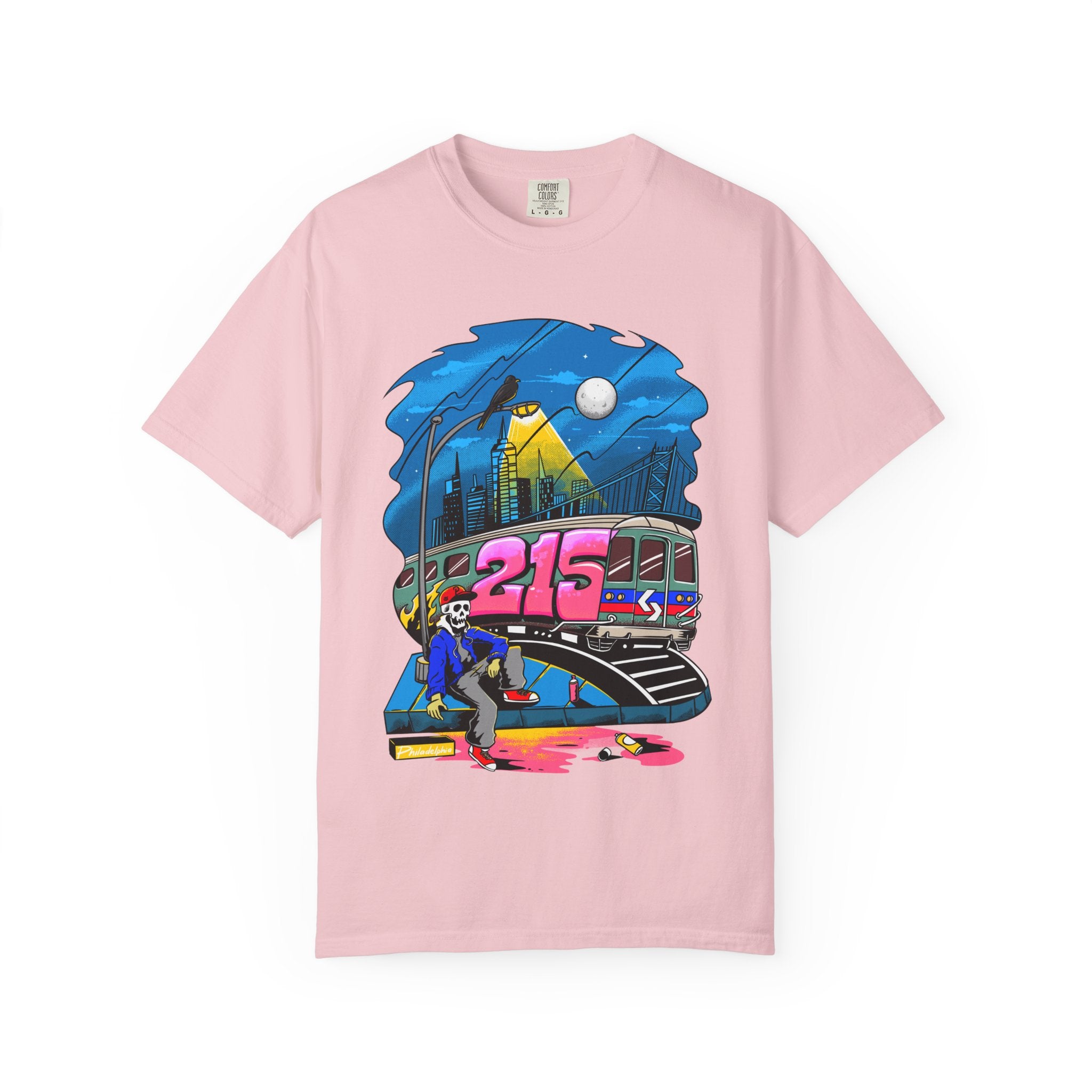215 Subway Train Night Scene T-Shirt | Urban Transit Illustration