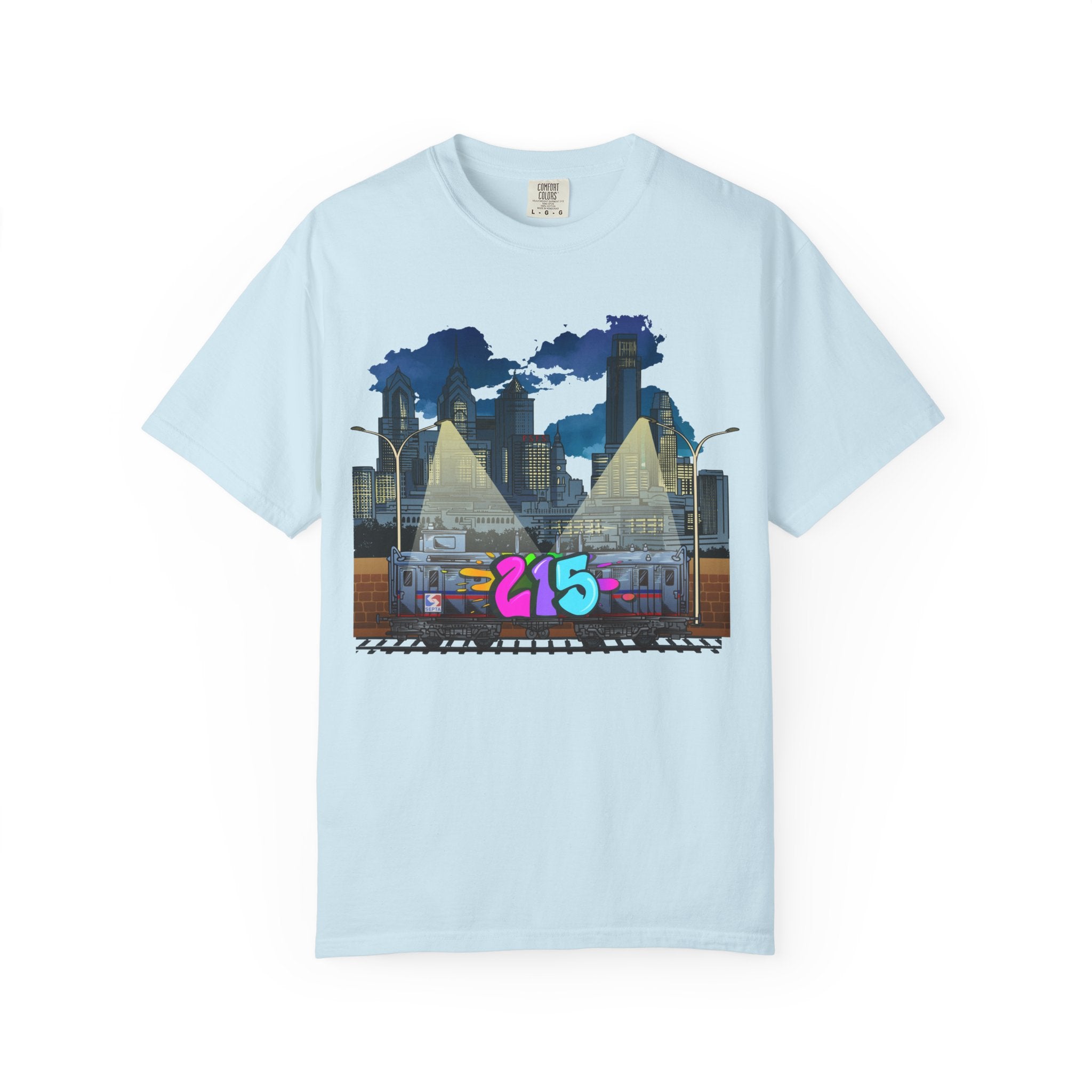 PHILLY City Night Graffiti Tee / "215" Urban Skyline Streetwear