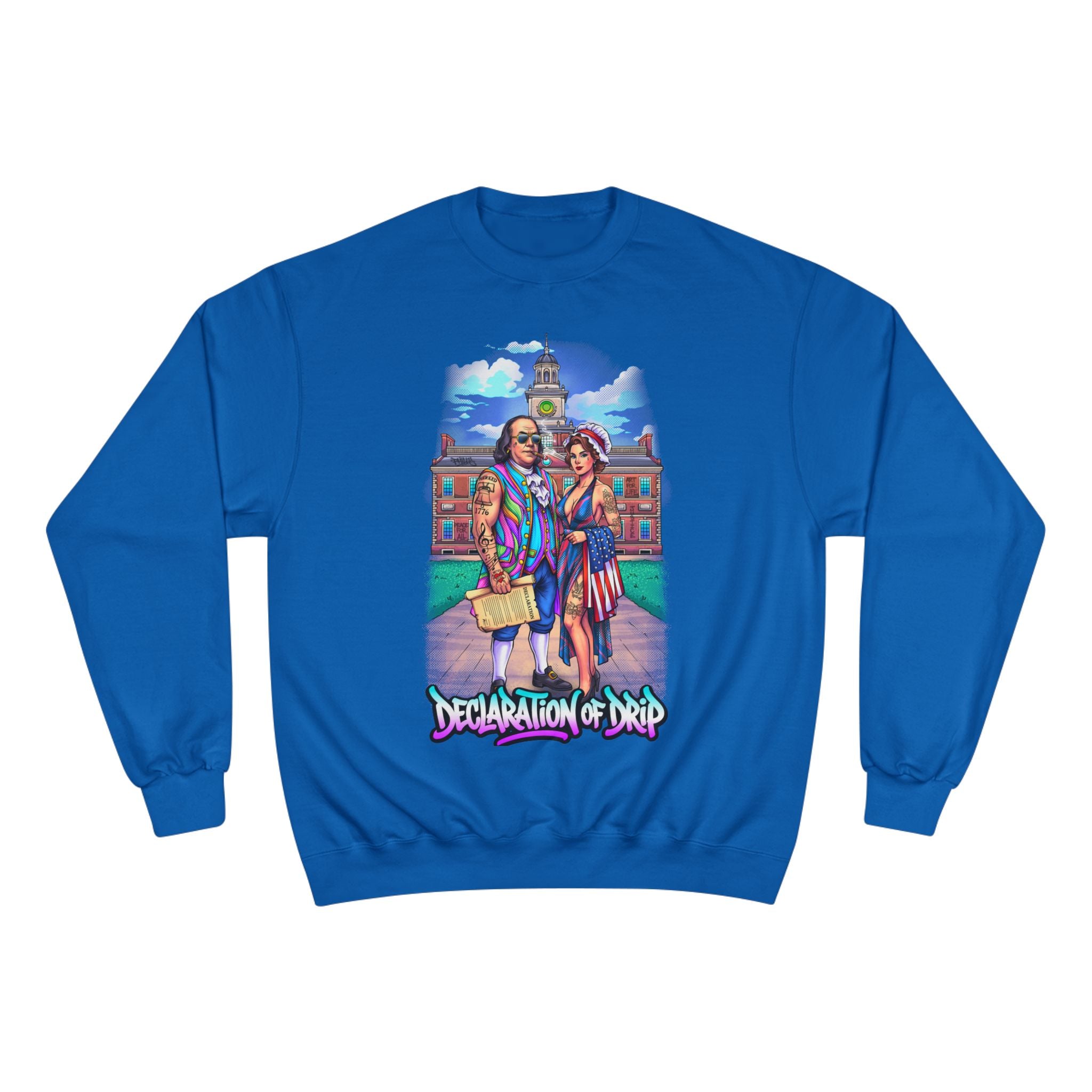 Champion Sweatshirt / "Declaration of Drip" Ben and Betsy Ivy League Campus Crewneck