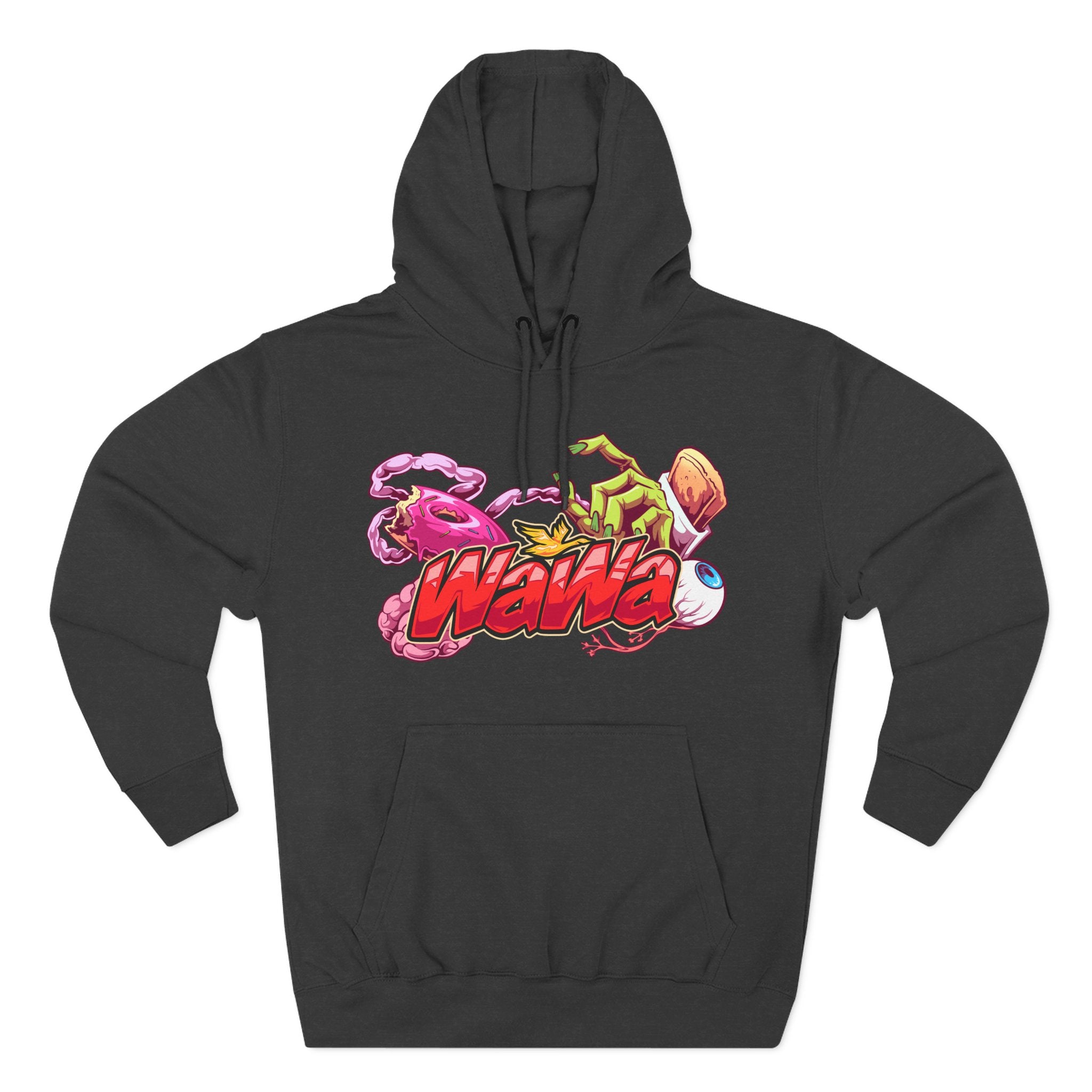 Wawa Graphic Hoodie / Colorful Streetwear Pullover with Cartoon Logo