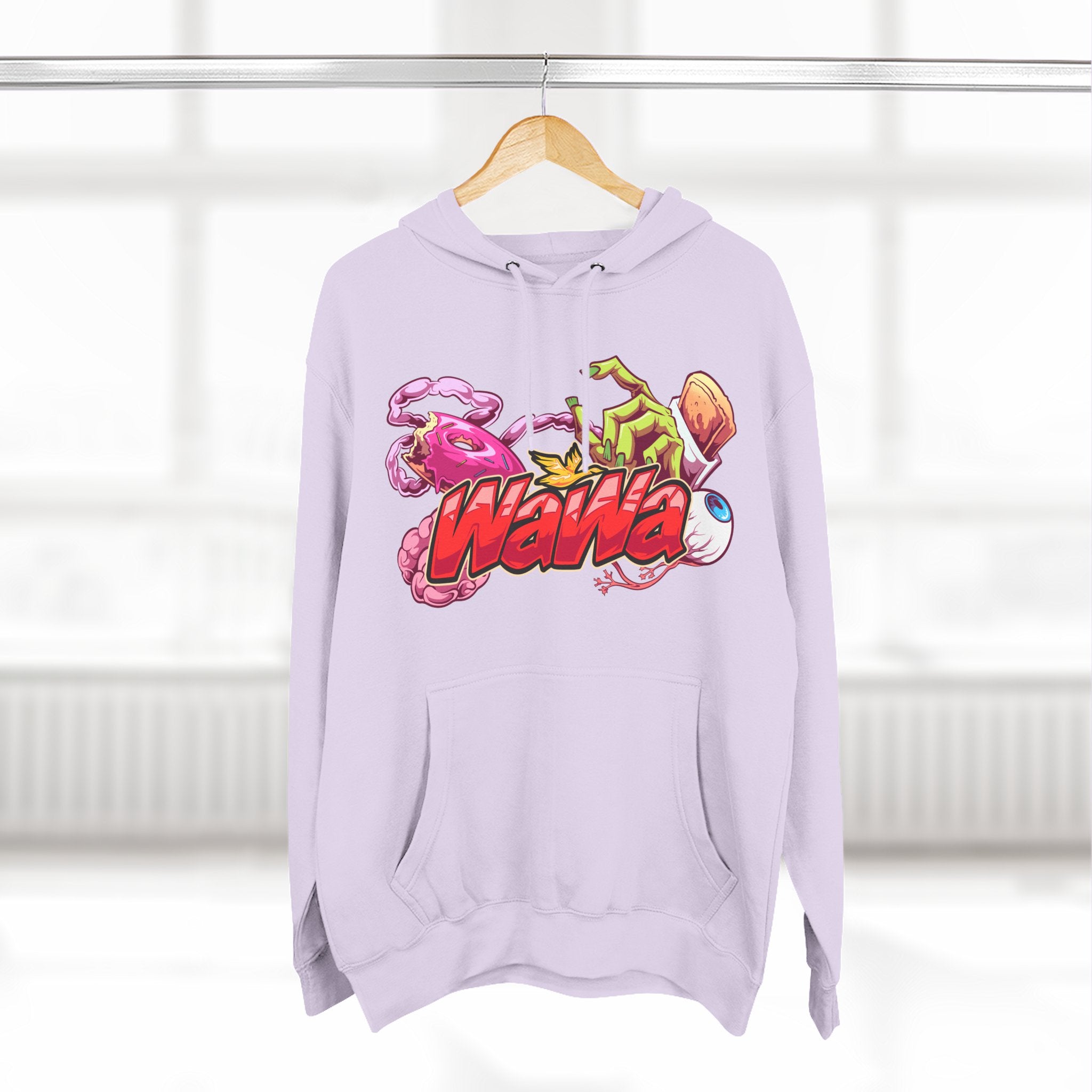 Wawa Graphic Hoodie / Colorful Streetwear Pullover with Cartoon Logo