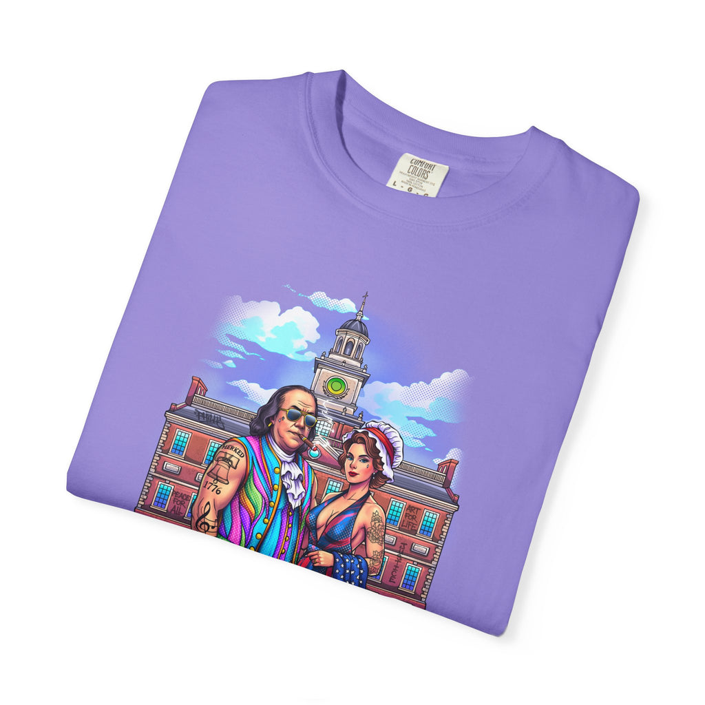 Declaration of Drip T‑Shirt /Ben and Betsy Colonial Campus Streetwear (Est. 1682)