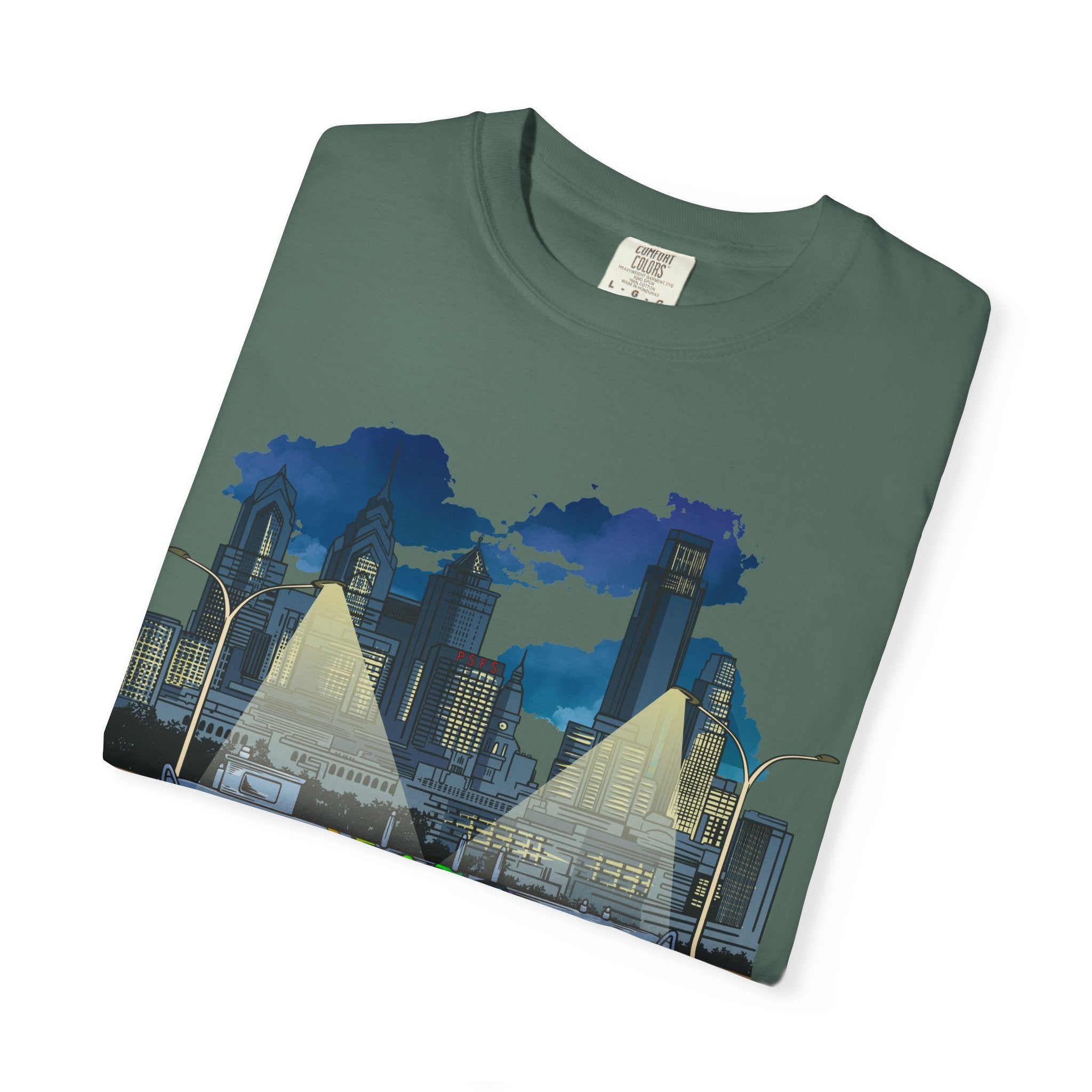PHILLY City Night Graffiti Tee / "215" Urban Skyline Streetwear