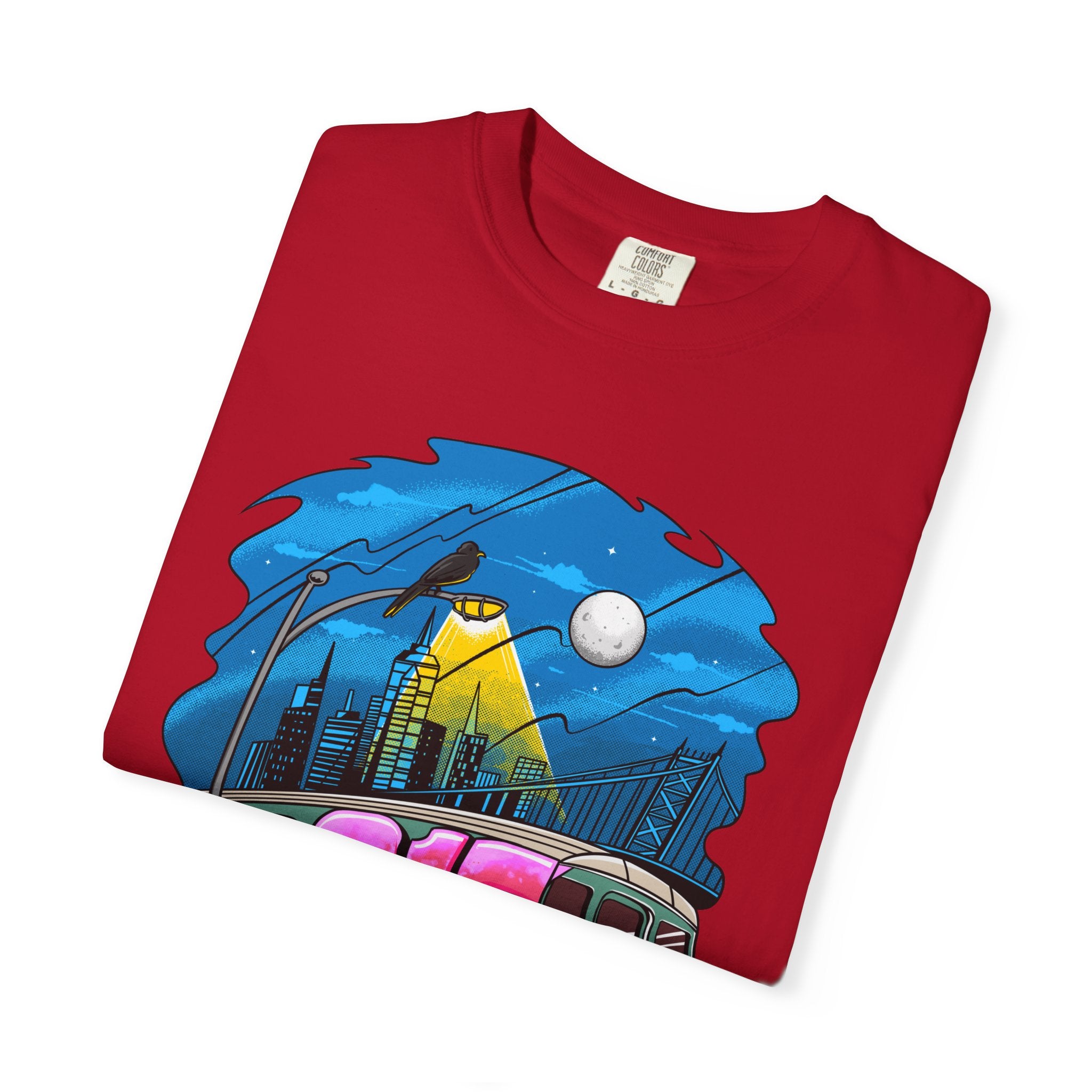 215 Subway Train Night Scene T-Shirt | Urban Transit Illustration