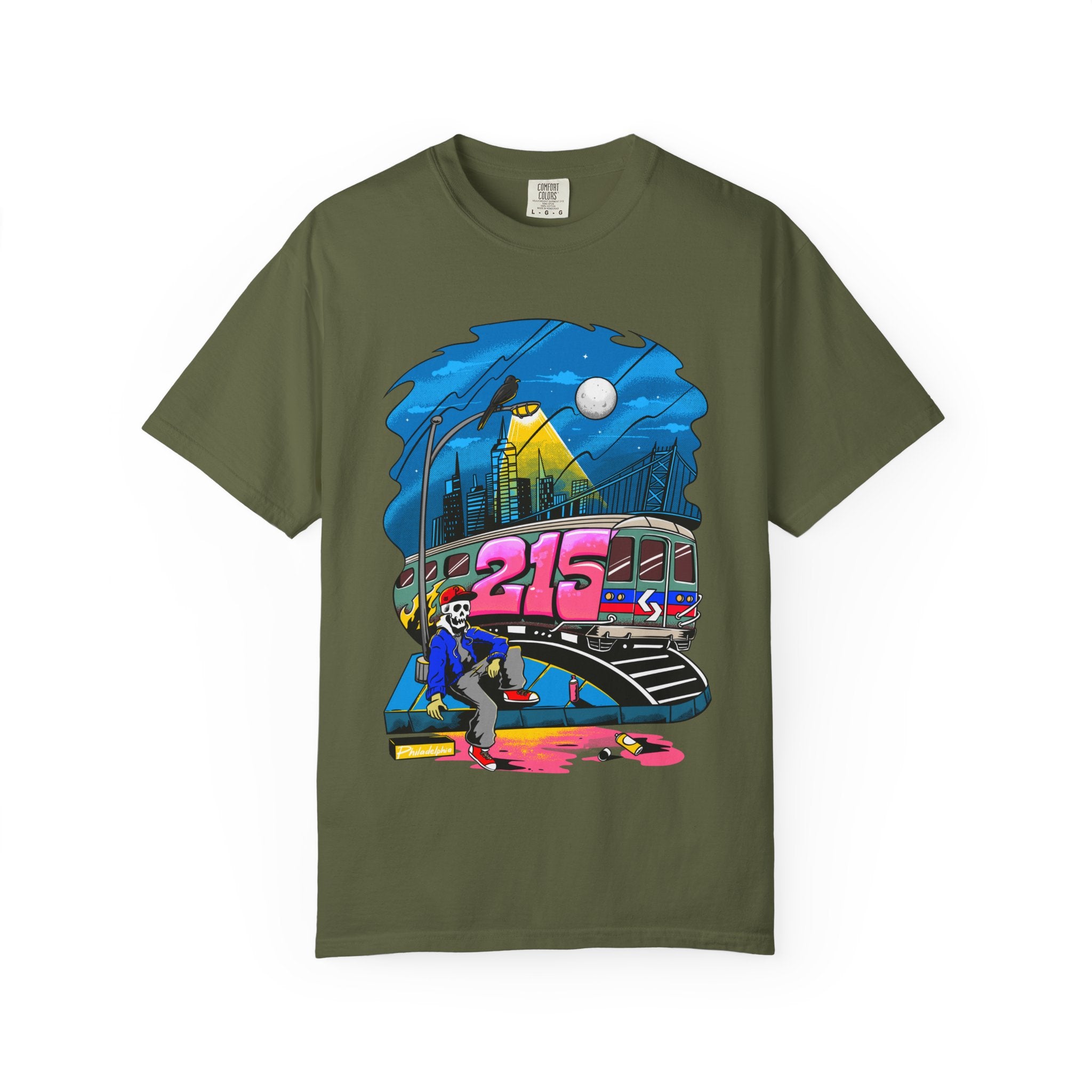215 Subway Train Night Scene T-Shirt | Urban Transit Illustration