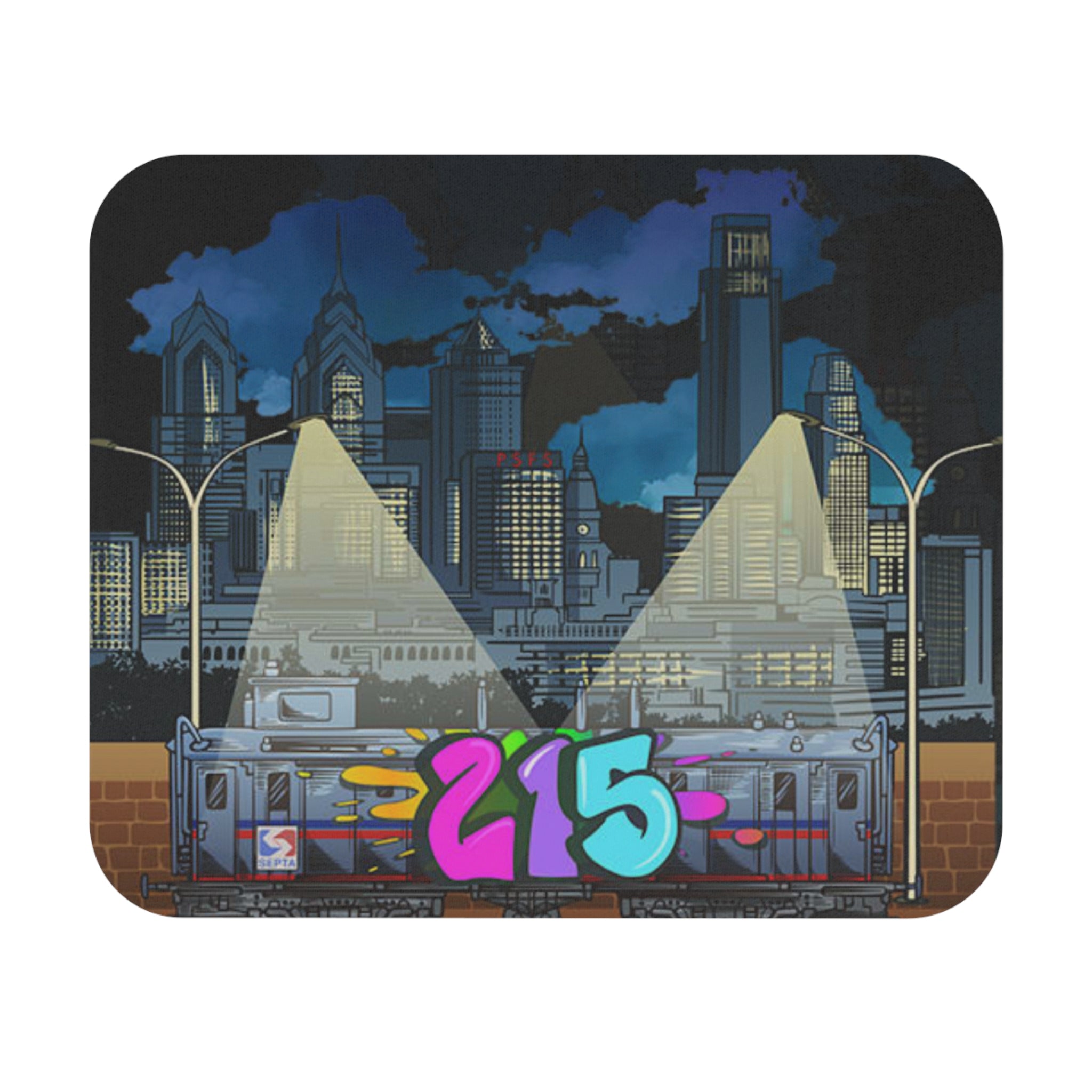 City Night Graffiti Mouse Pad / 215 Skyline Train Desk Mat