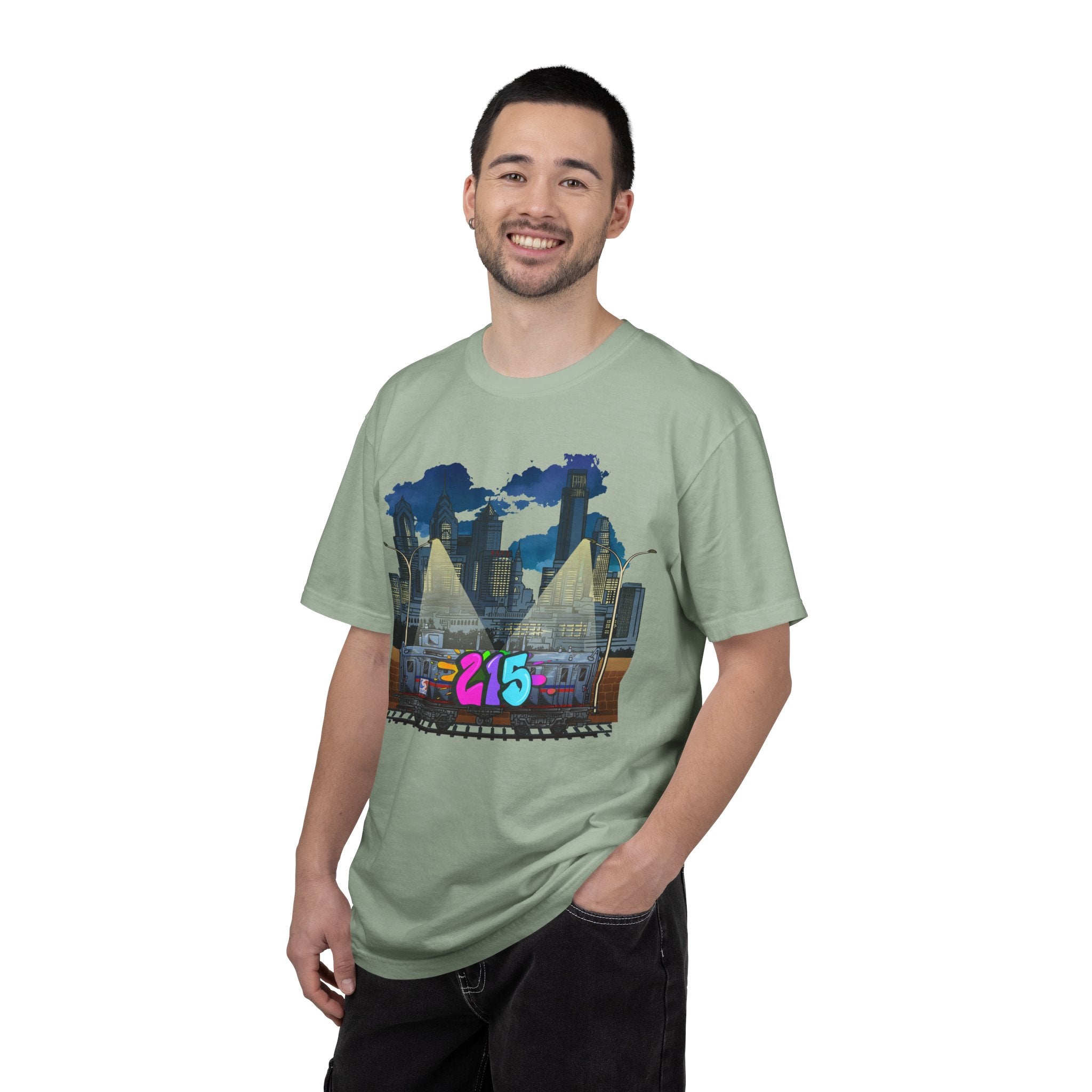 PHILLY City Night Graffiti Tee / "215" Urban Skyline Streetwear