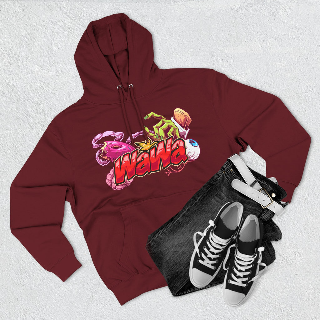 Wawa Graphic Hoodie / Colorful Streetwear Pullover with Cartoon Logo