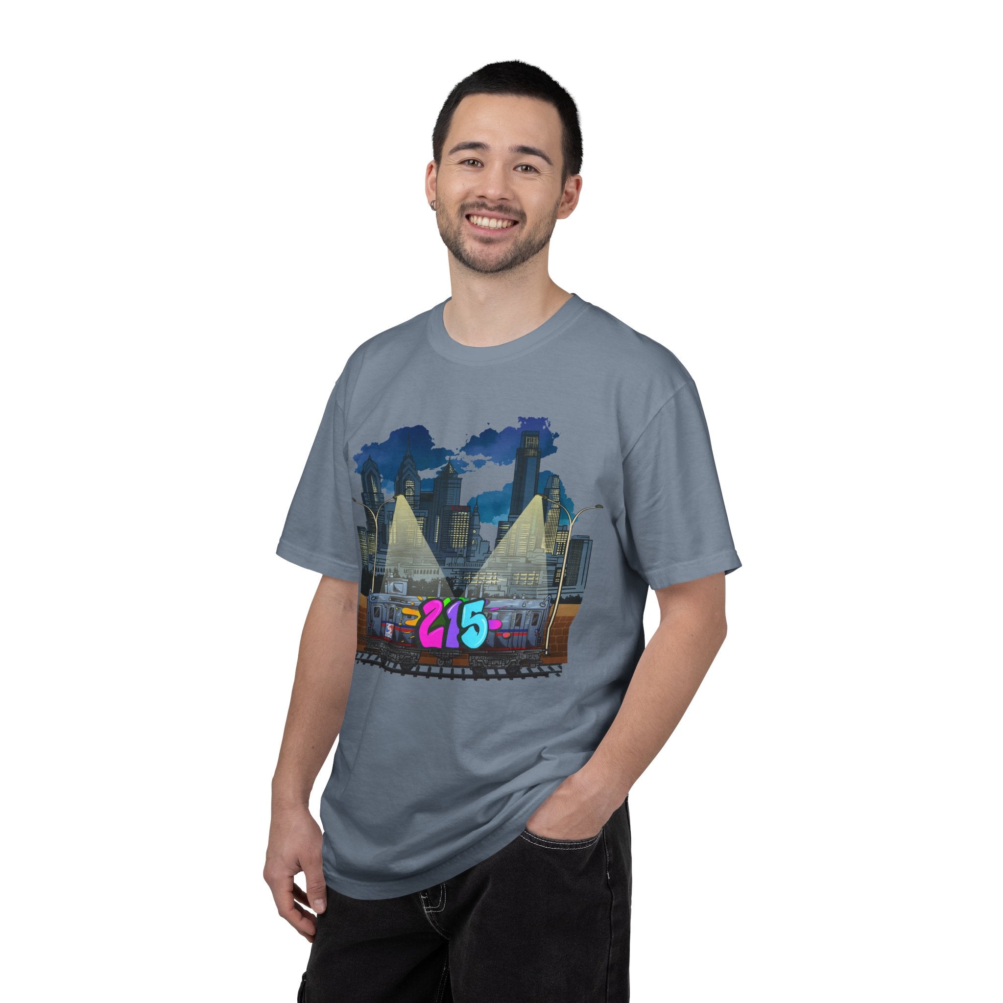 PHILLY City Night Graffiti Tee / "215" Urban Skyline Streetwear