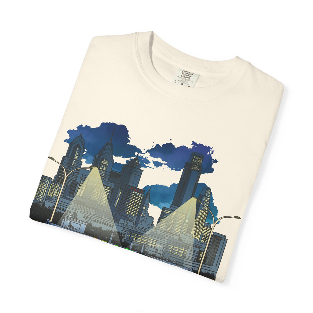 PHILLY City Night Graffiti Tee / "215" Urban Skyline Streetwear