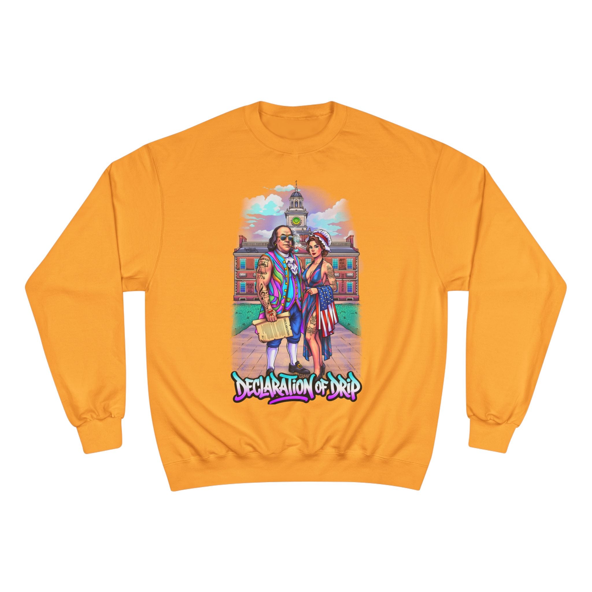 Champion Sweatshirt / "Declaration of Drip" Ben and Betsy Ivy League Campus Crewneck