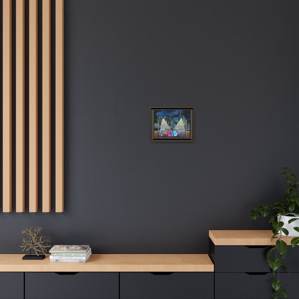 215 Graffiti City Matte Framed Canvas — Urban Night Skyline Wall Art