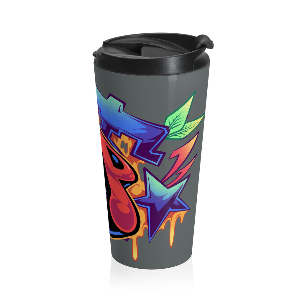 Graffiti Skateboard Travel Mug / Colorful Street Art Stainless Steel Tumbler