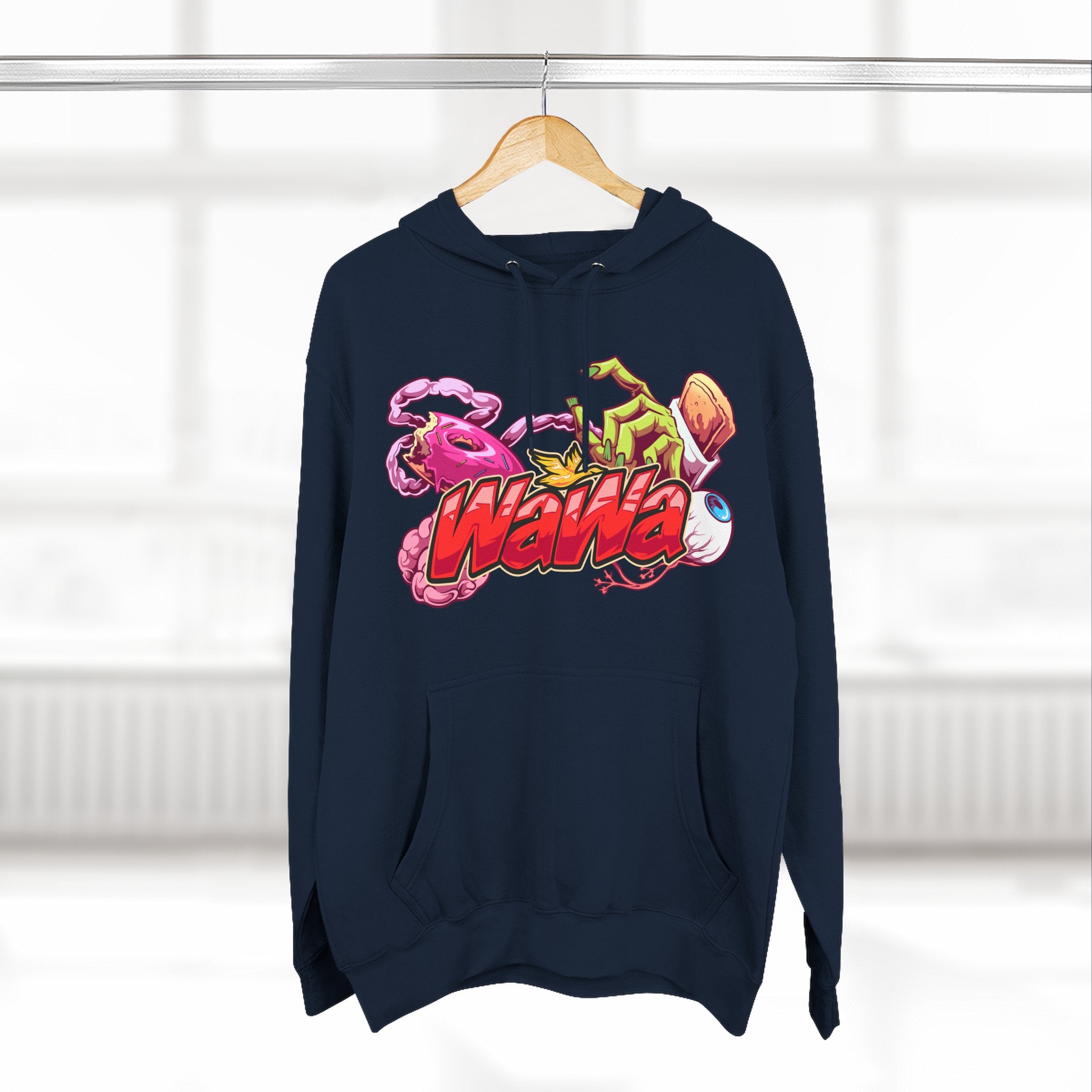 Wawa Graphic Hoodie / Colorful Streetwear Pullover with Cartoon Logo