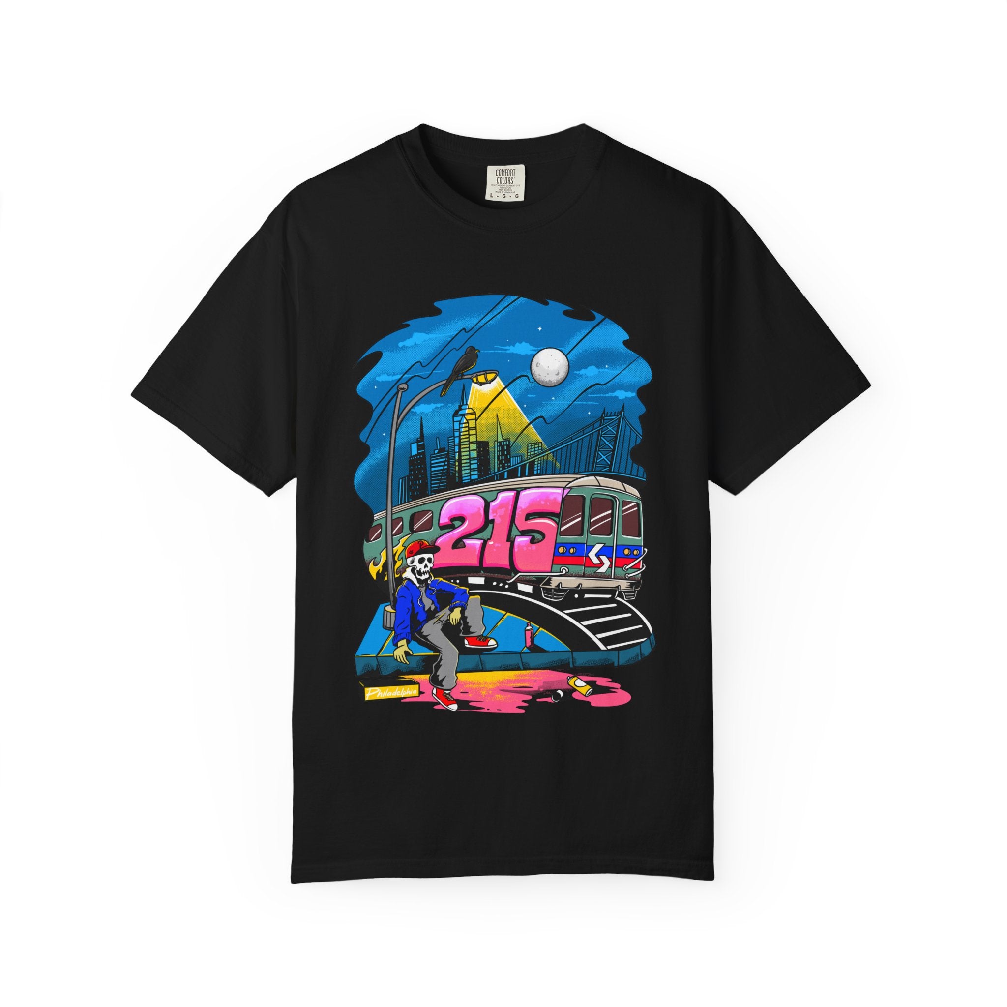 215 Subway Train Night Scene T-Shirt | Urban Transit Illustration