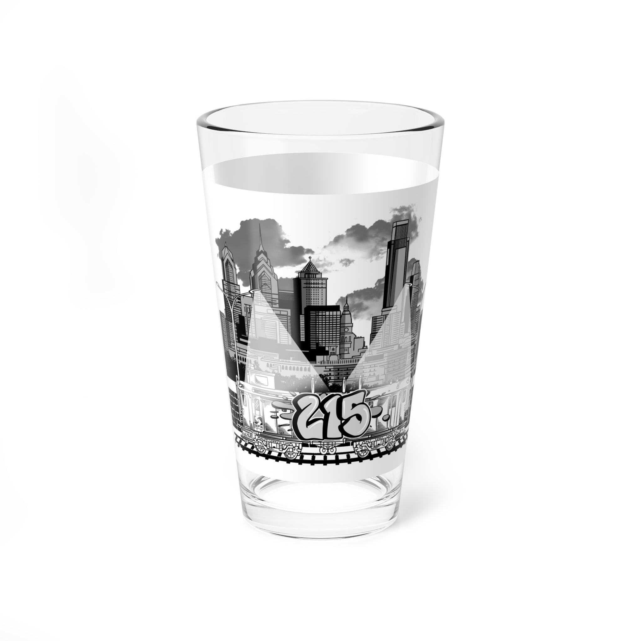 Mixing Glass PHILLY City Skyline 16oz Cocktail Mixer