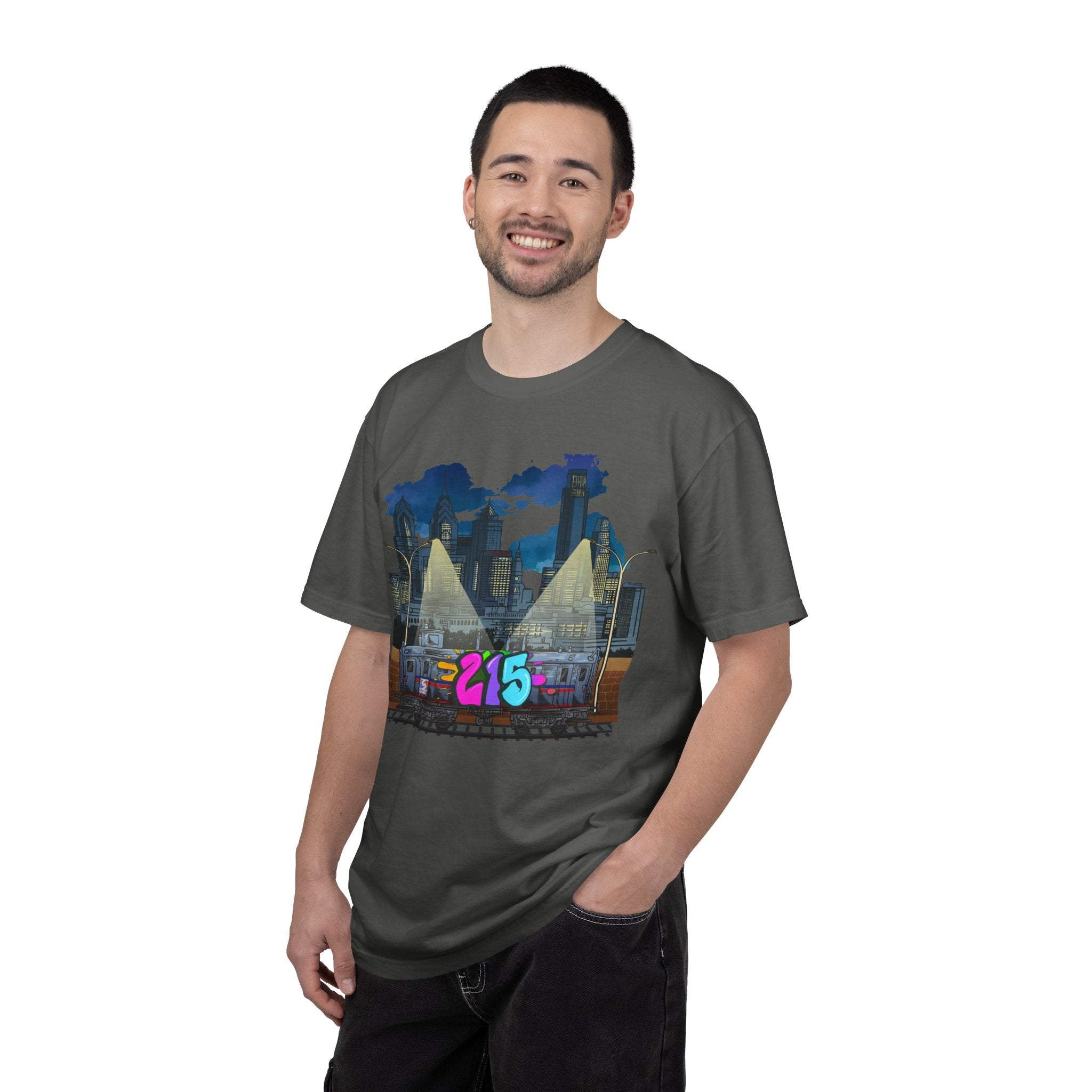 PHILLY City Night Graffiti Tee / "215" Urban Skyline Streetwear
