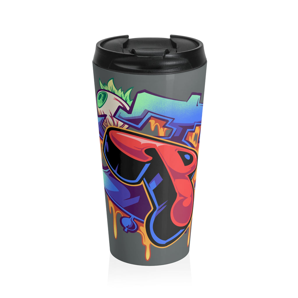 Graffiti Skateboard Travel Mug / Colorful Street Art Stainless Steel Tumbler