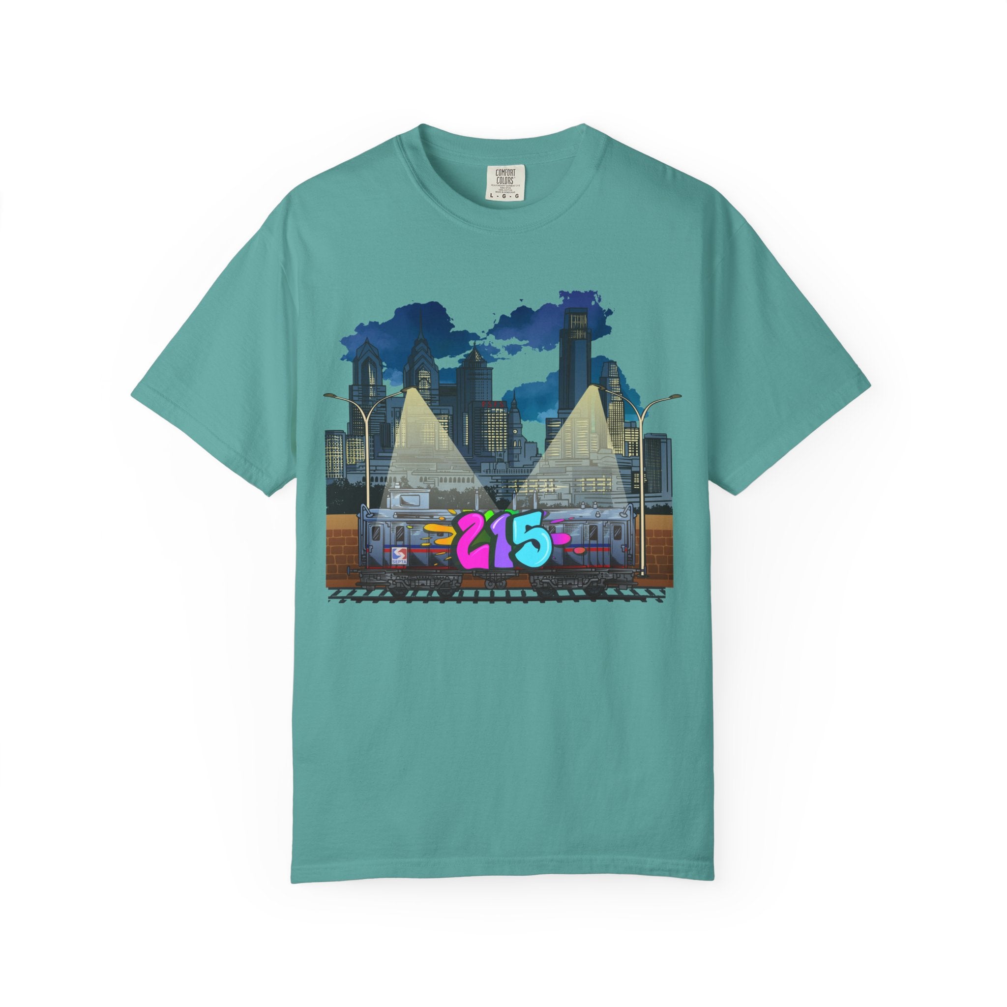 PHILLY City Night Graffiti Tee / "215" Urban Skyline Streetwear
