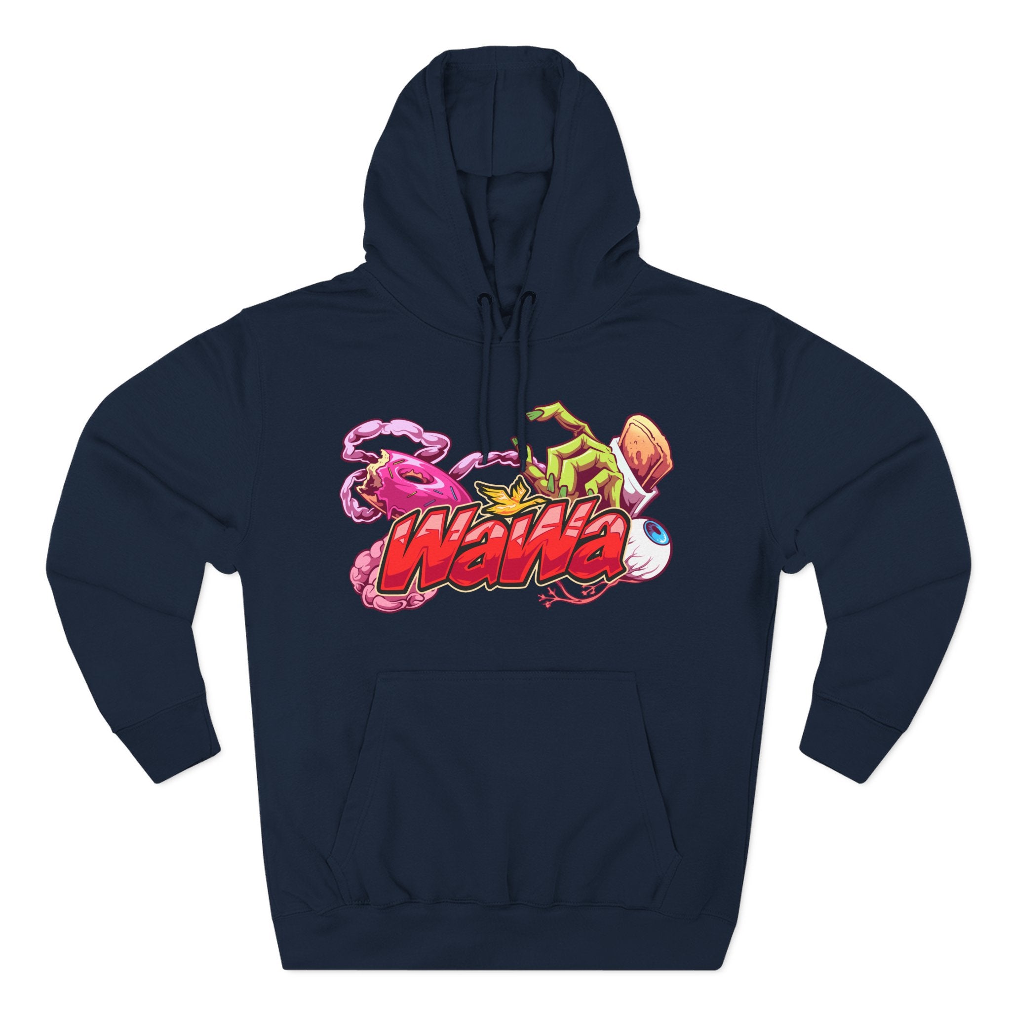 Wawa Graphic Hoodie / Colorful Streetwear Pullover with Cartoon Logo