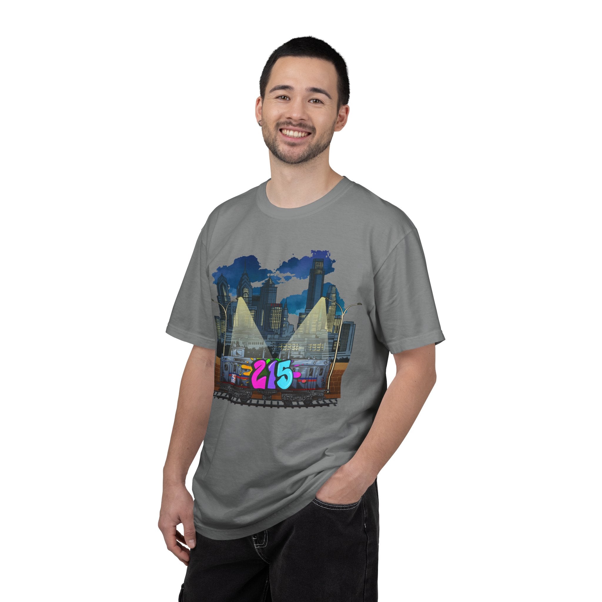 PHILLY City Night Graffiti Tee / "215" Urban Skyline Streetwear