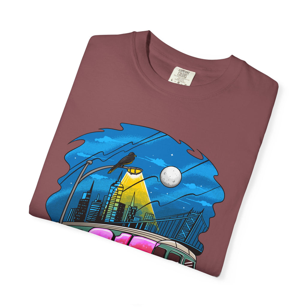 215 Subway Train Night Scene T-Shirt | Urban Transit Illustration