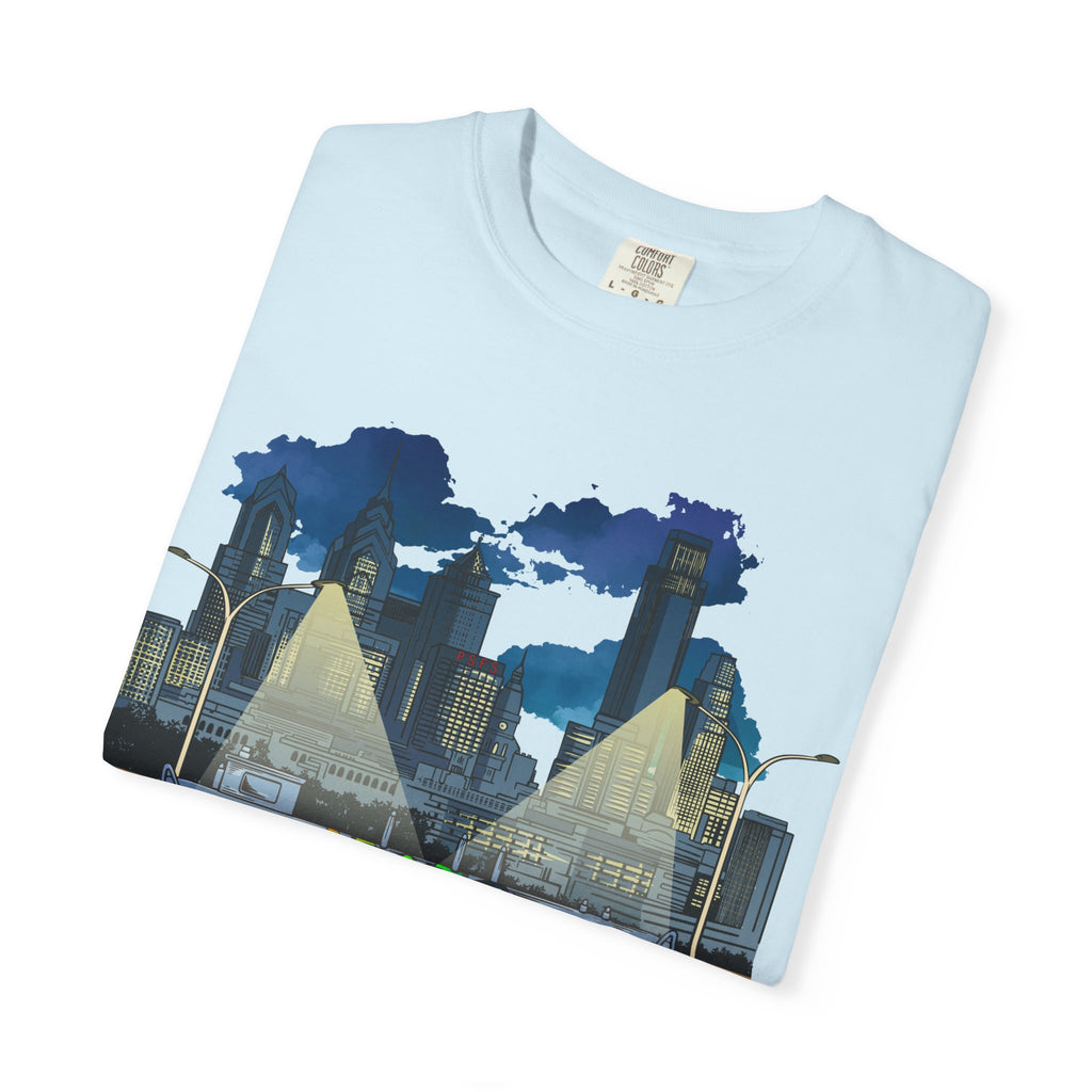 PHILLY City Night Graffiti Tee / "215" Urban Skyline Streetwear