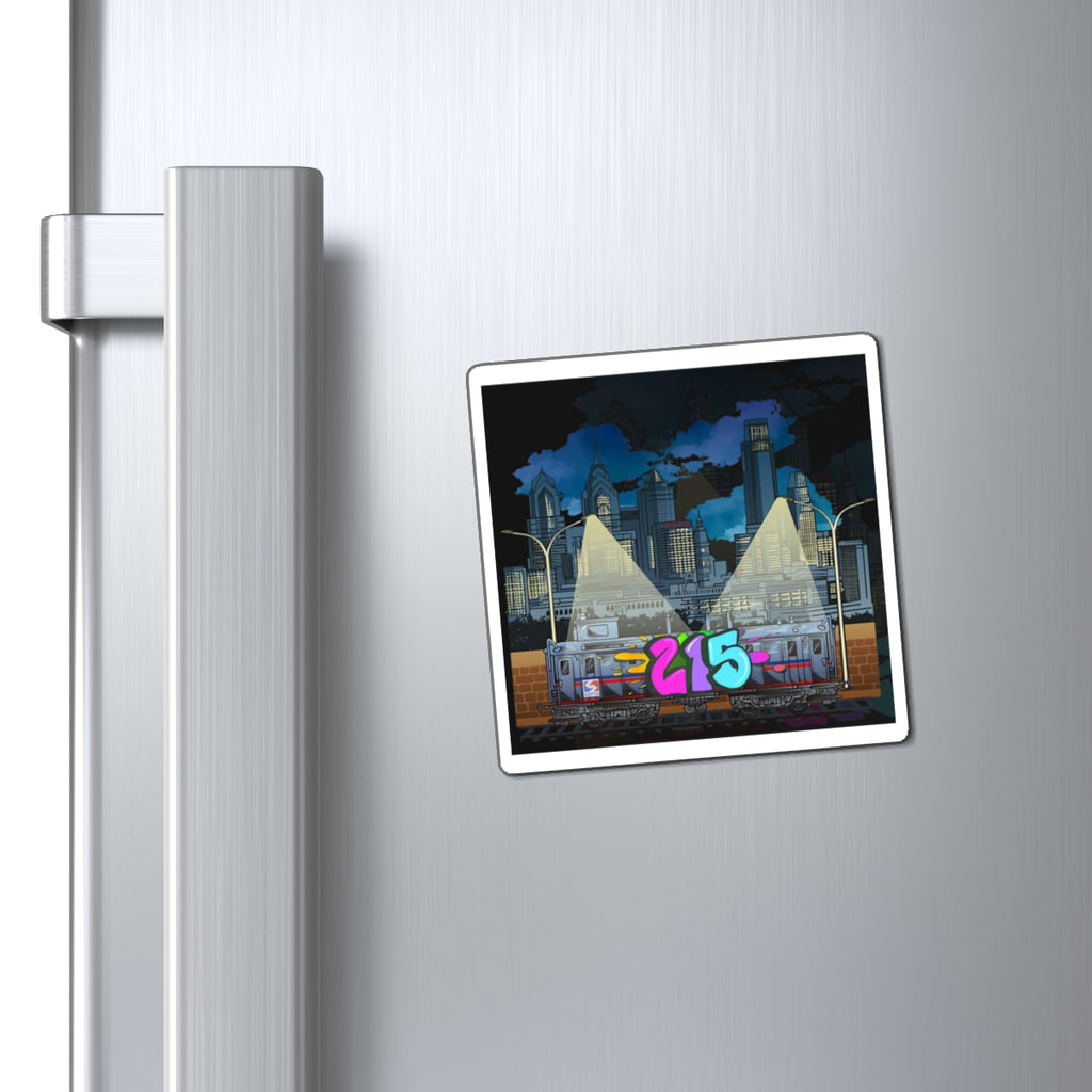 215 Graffiti City Subway Magnet / Philadelphia Skyline Art Fridge Sticker