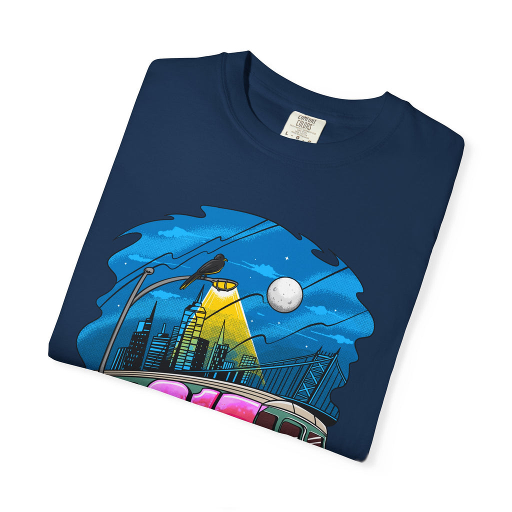 215 Subway Train Night Scene T-Shirt | Urban Transit Illustration