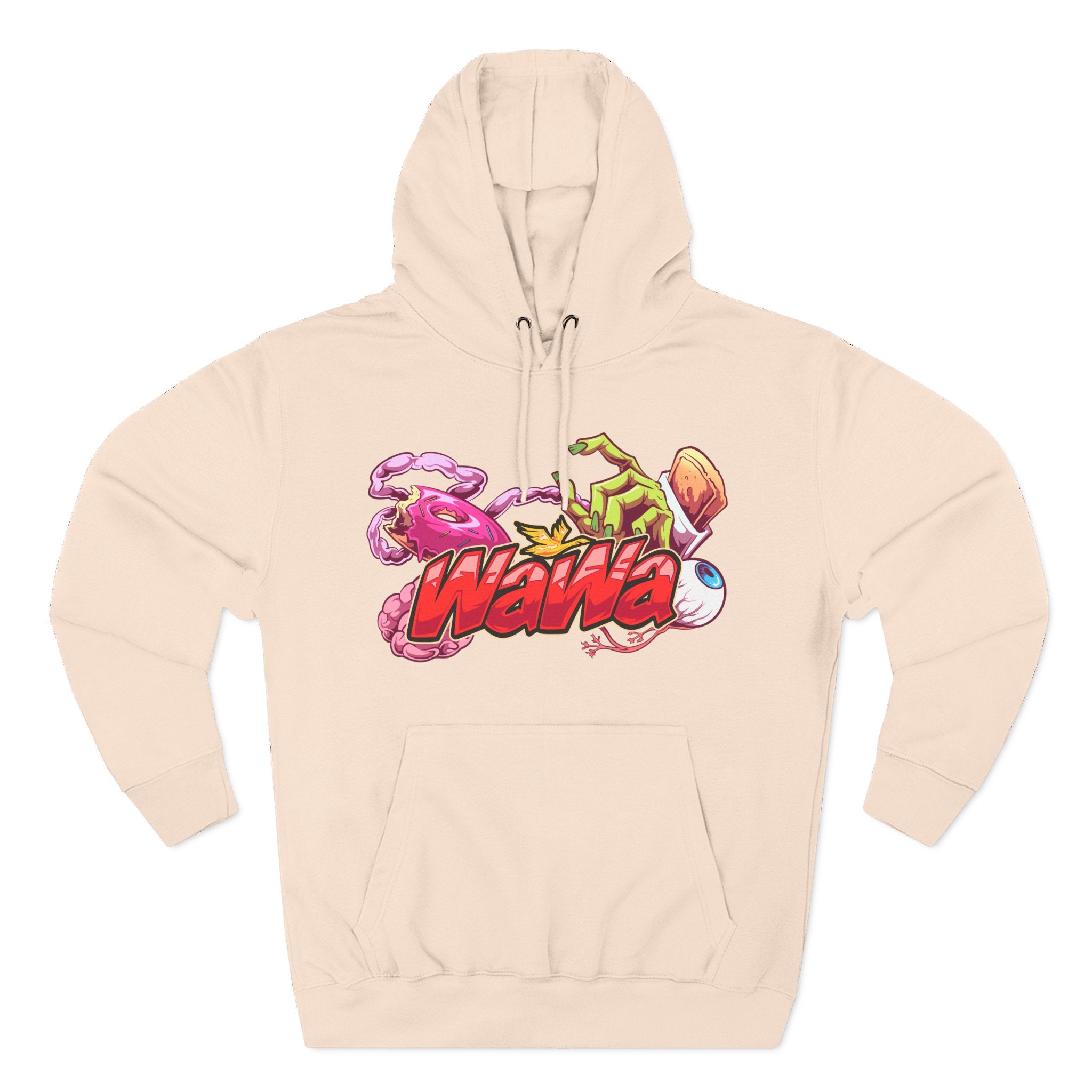 Wawa Graphic Hoodie / Colorful Streetwear Pullover with Cartoon Logo