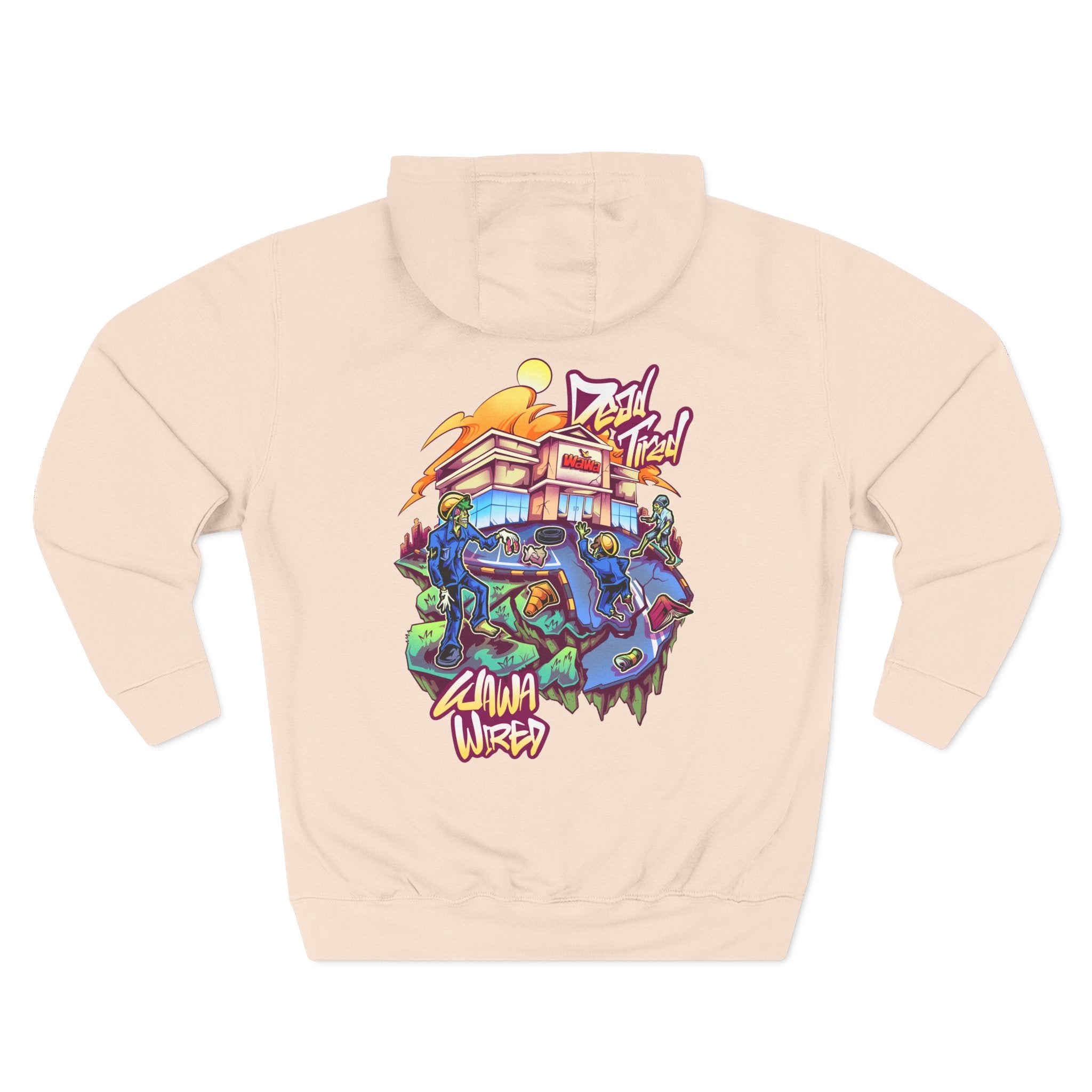 Wawa Graphic Hoodie / Colorful Streetwear Pullover with Cartoon Logo
