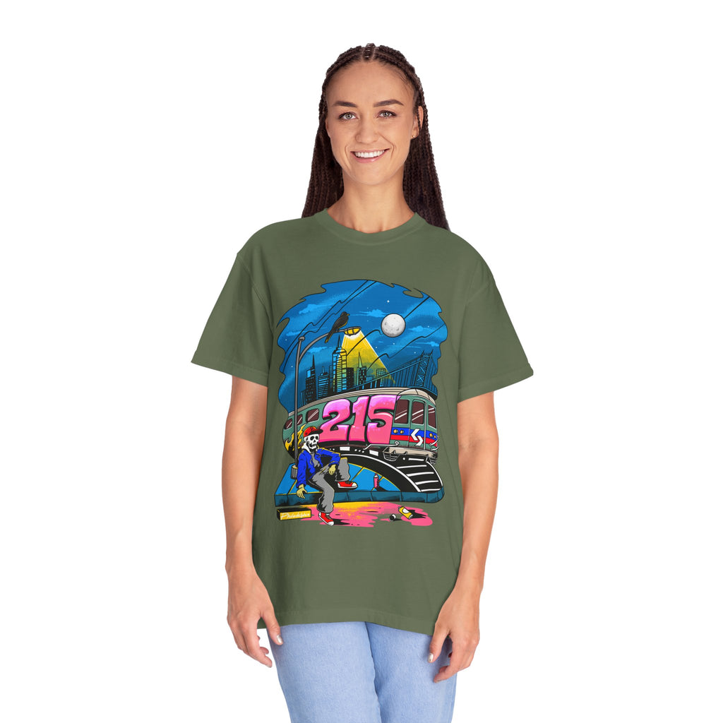 215 Subway Train Night Scene T-Shirt | Urban Transit Illustration