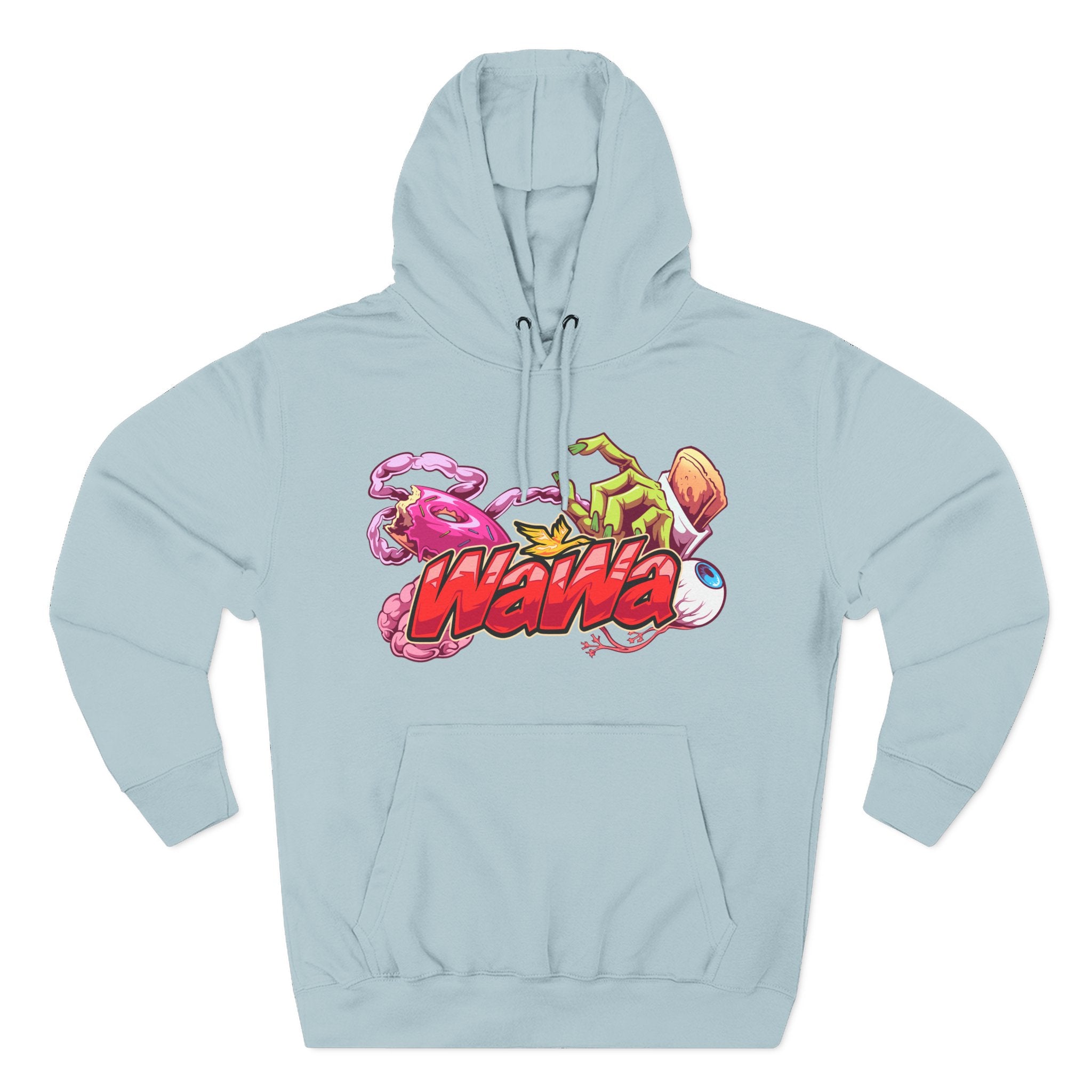 Wawa Graphic Hoodie / Colorful Streetwear Pullover with Cartoon Logo