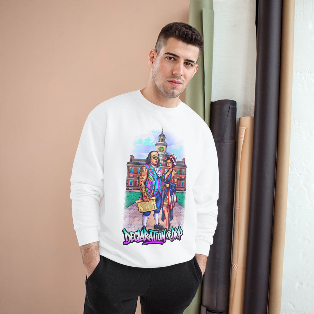 Champion Sweatshirt / "Declaration of Drip" Ben and Betsy Ivy League Campus Crewneck