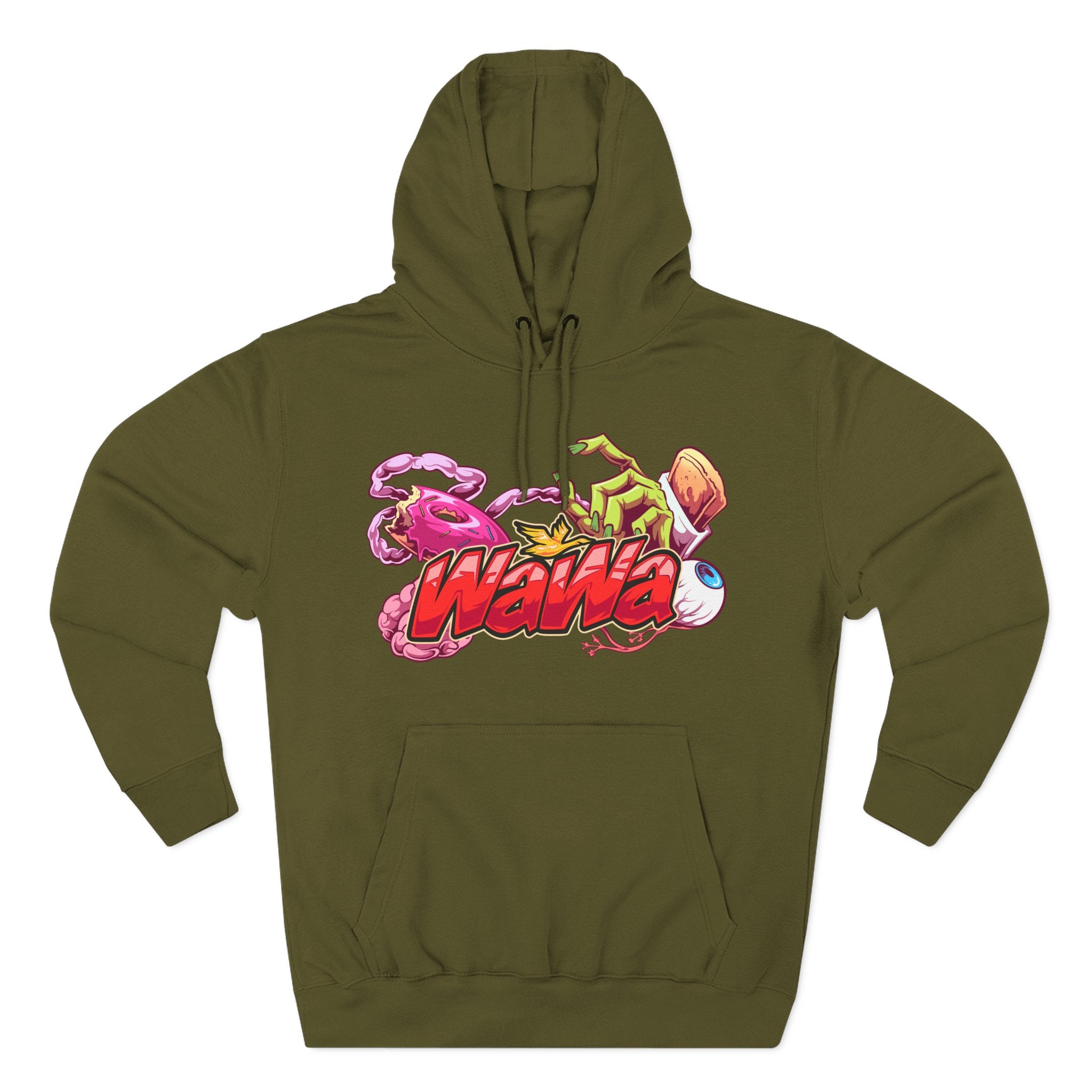 Wawa Graphic Hoodie / Colorful Streetwear Pullover with Cartoon Logo