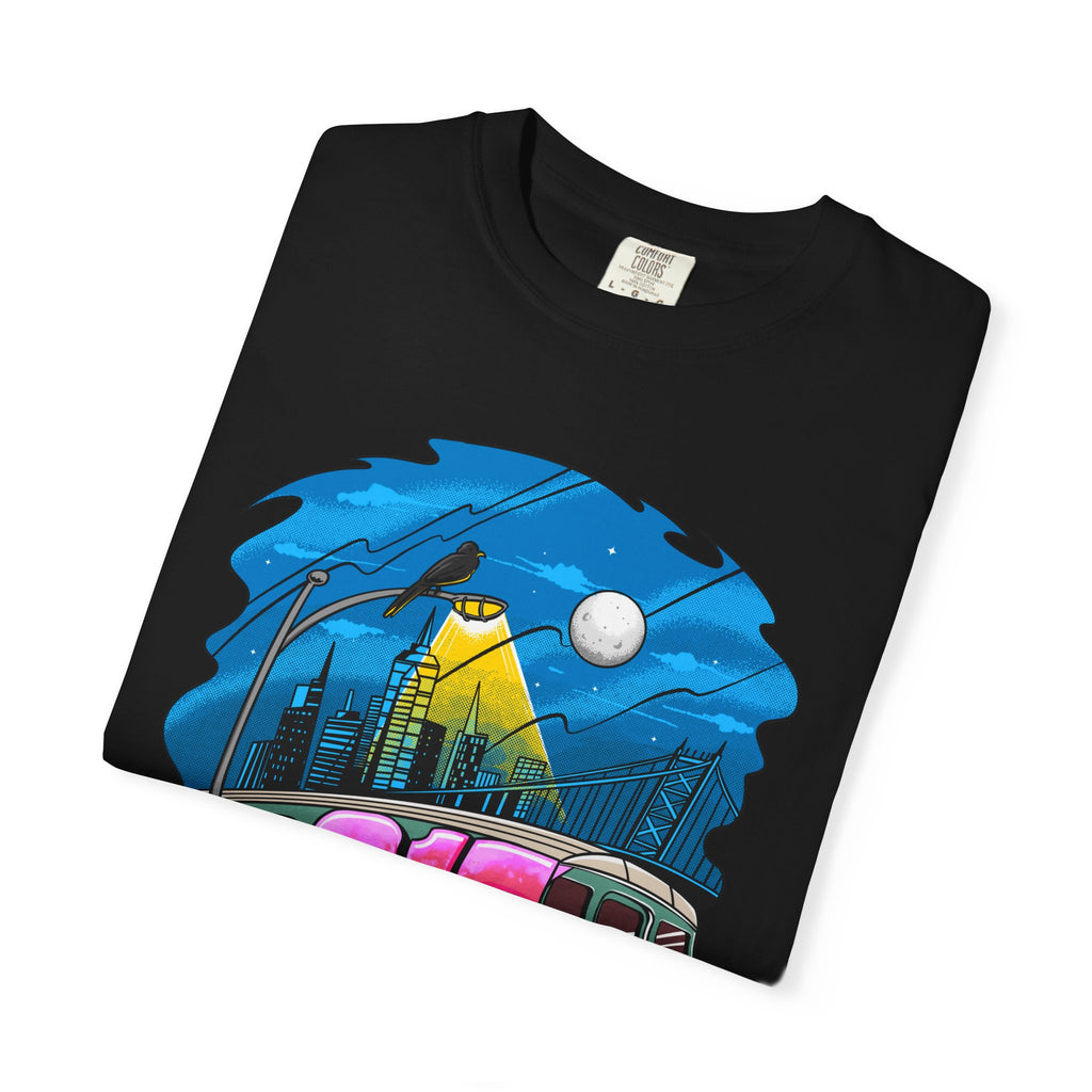 215 Subway Train Night Scene T-Shirt | Urban Transit Illustration